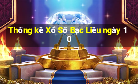 Thống kê Xổ Số Bạc Liêu ngày 10