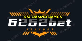 list casino games