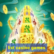 list casino games