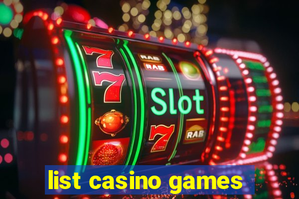 list casino games